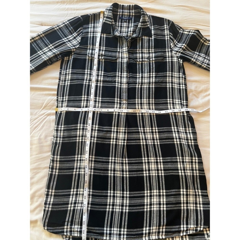 MADEWELL Daywalk Plaid Flannel Shirt Dress Size S Long Sleeve Black Autumn Fall - Picture 5 of 11